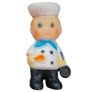 Vintage Rubber Bath Toy Boy Chef Cook Made in Taiwan Squeak HTF 4.5" Career Play